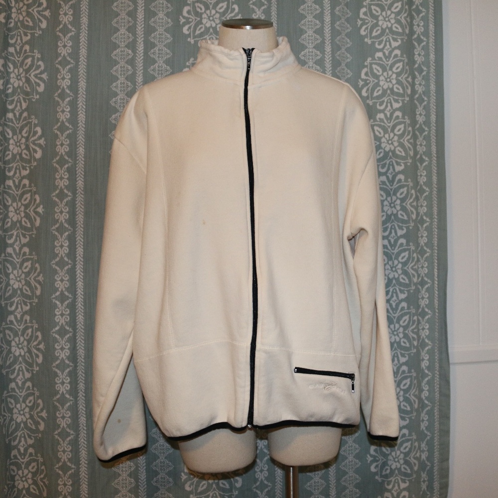 Cuffy's relaxed fit sweater zip up jacket fleece ivory XL
